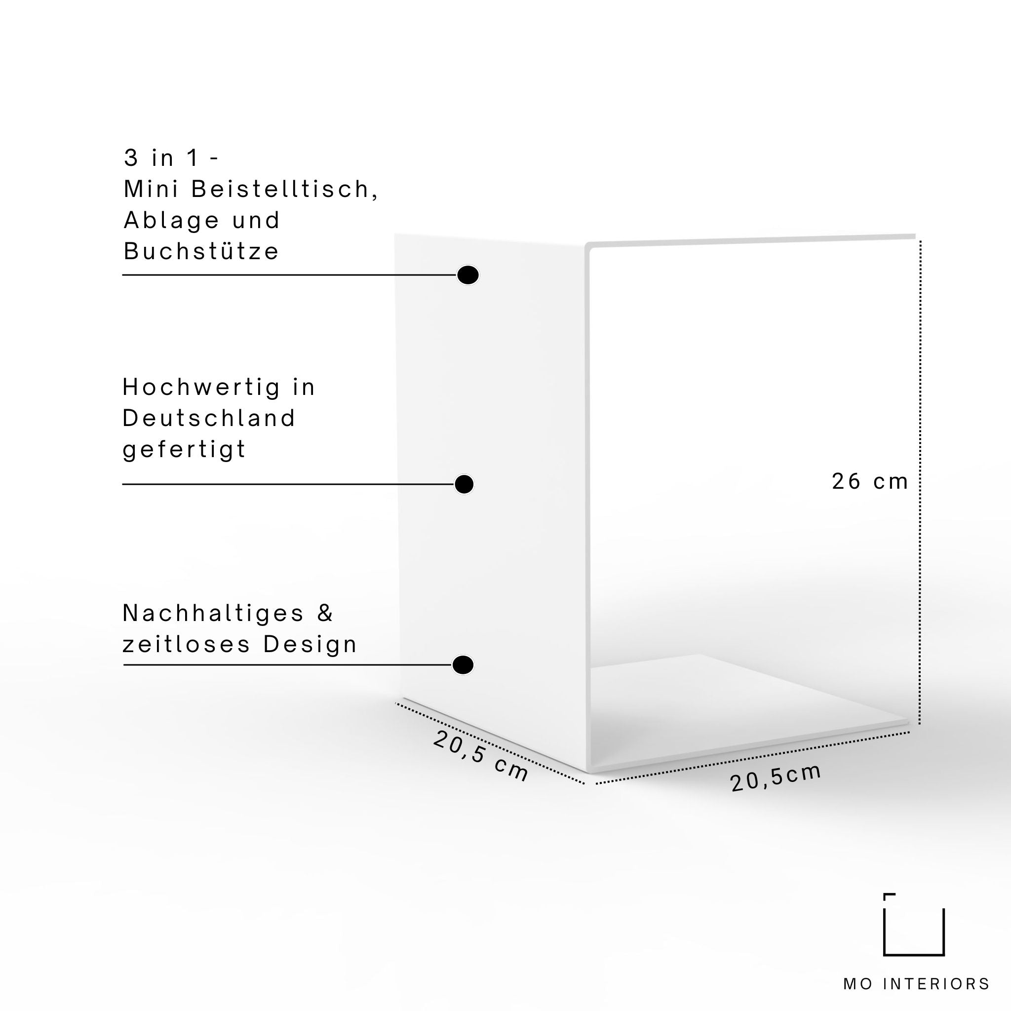 Mini - Podest | Multifunktionaler Beistelltisch Mini C - Buchständer & - stützen HSI - MBT - weiß